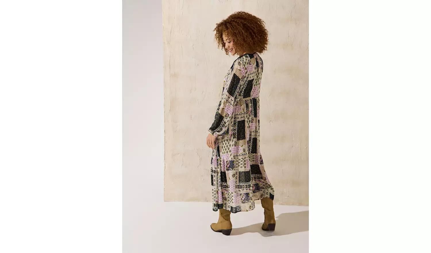 EVERBELLE Patchwork Printed Tiered Midaxi Dress 14