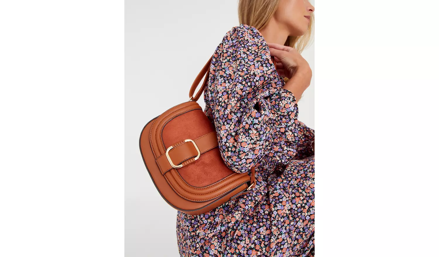 Tan Cross Body Saddle Bag One Size