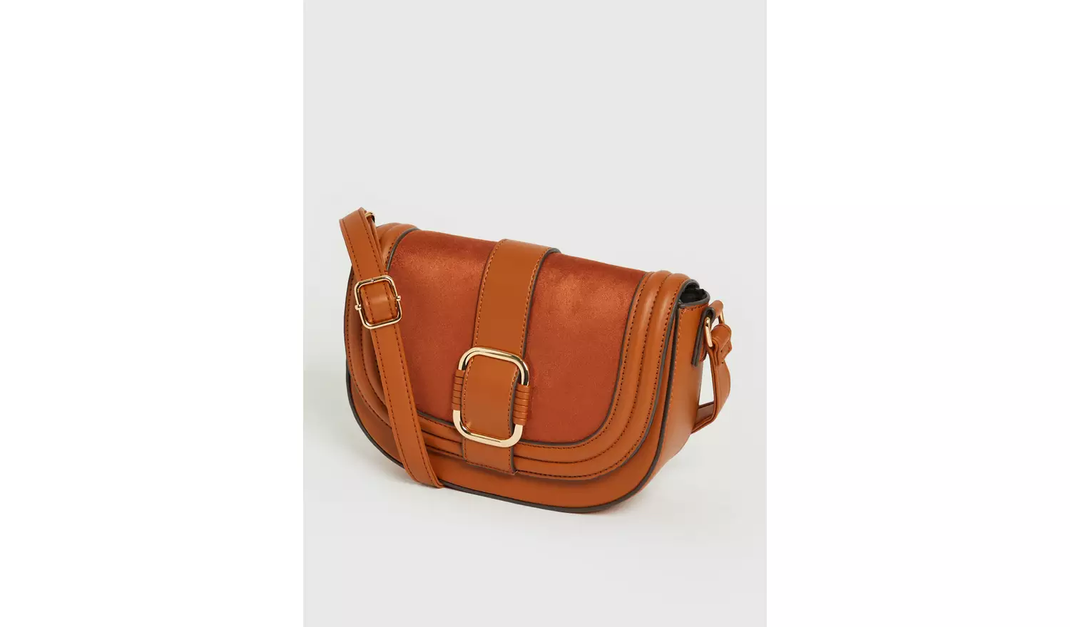 Tan Cross Body Saddle Bag One Size