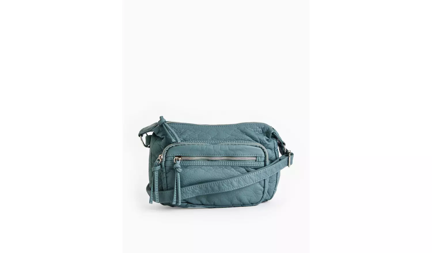 Blue Washed Faux Leather Crossbody Bag One Size