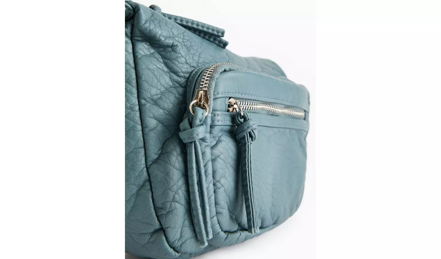 Blue Washed Faux Leather Crossbody Bag One Size