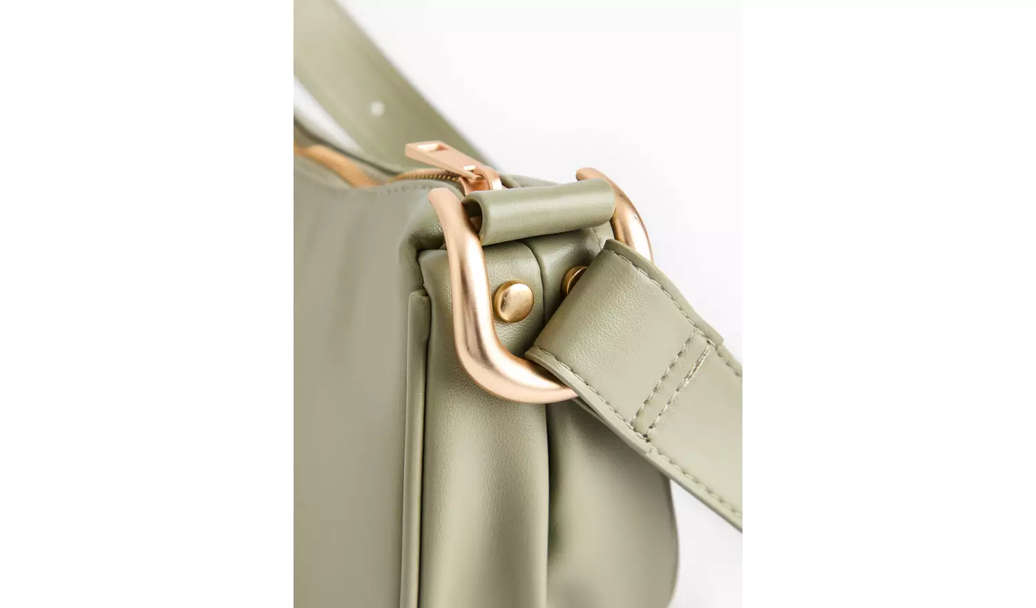 Sage Green PU Baguette Shoulder Bag One Size