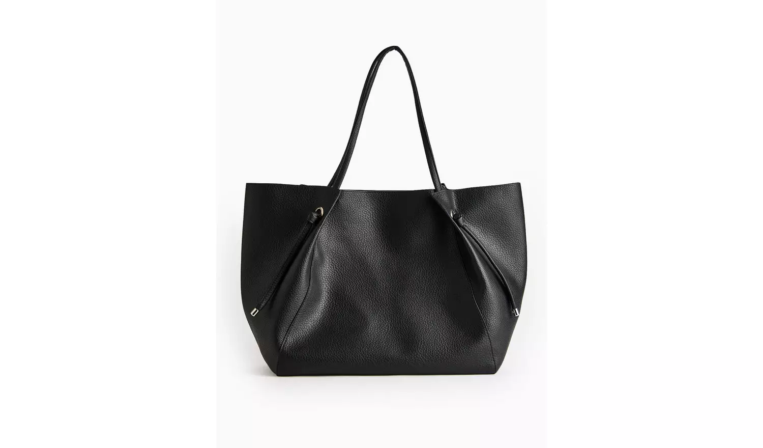 Black Faux Leather Pleat Shopper Bag One Size