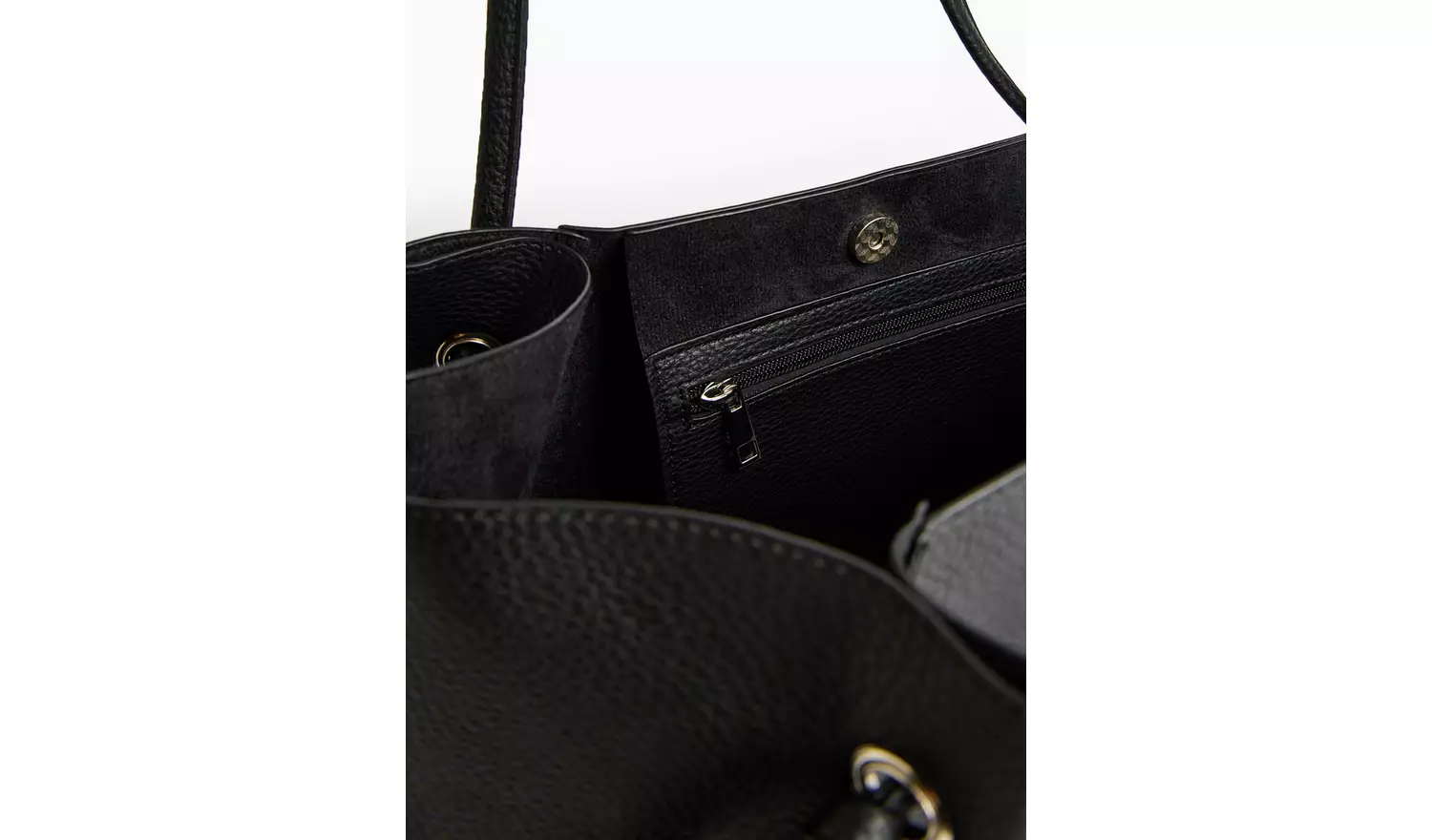 Black Faux Leather Pleat Shopper Bag One Size