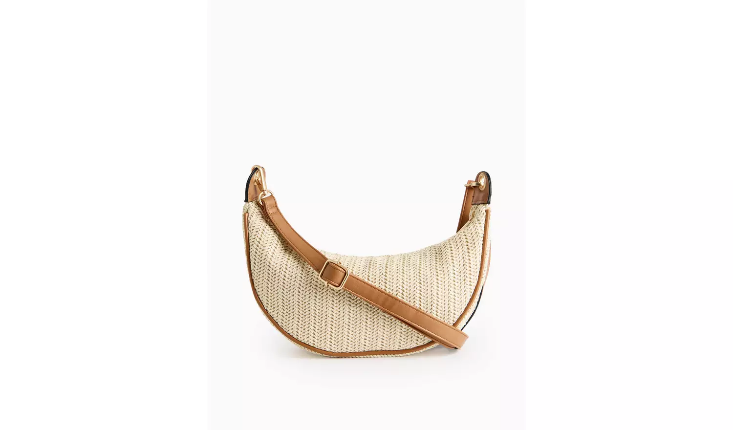Natural Straw Half Moon Bag One Size