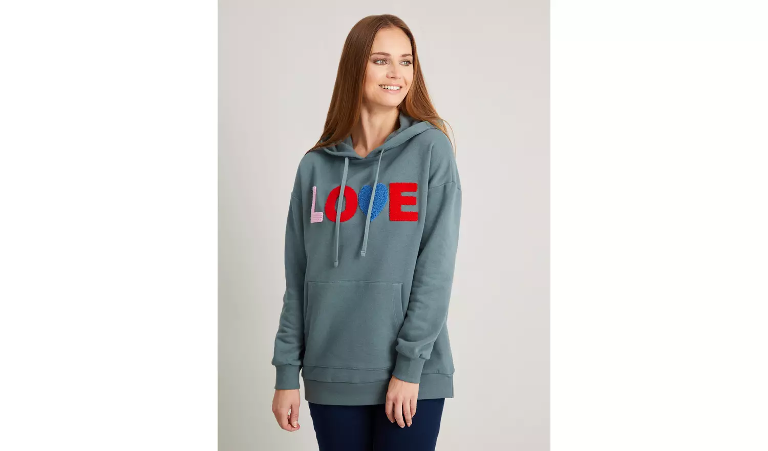 Green Love Bouclé Slogan Hoodie - 8