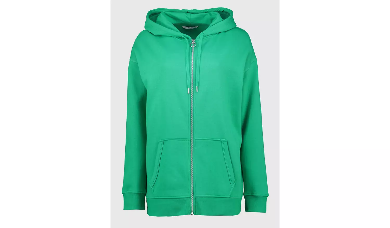 Green Zip-Through Longline Hoodie S