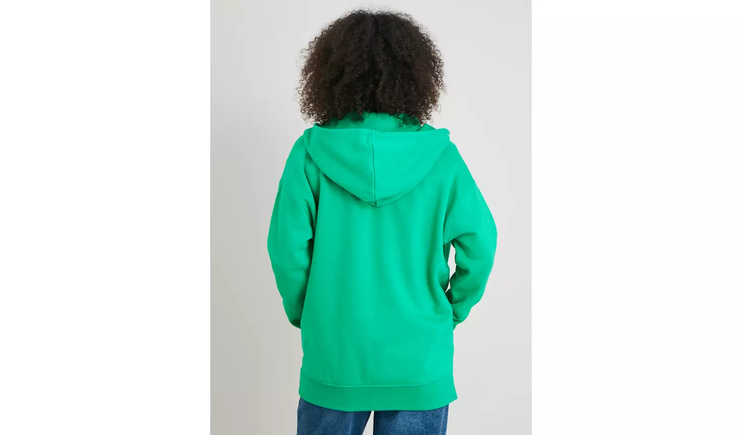 Green Zip-Through Longline Hoodie M