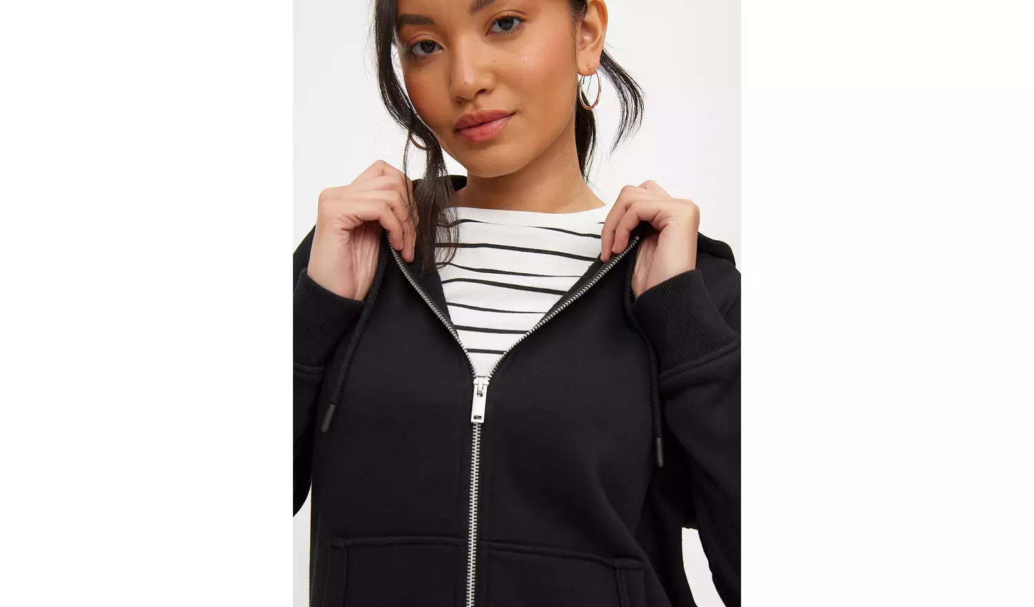 Black Zip-Through Coord Hoodie S