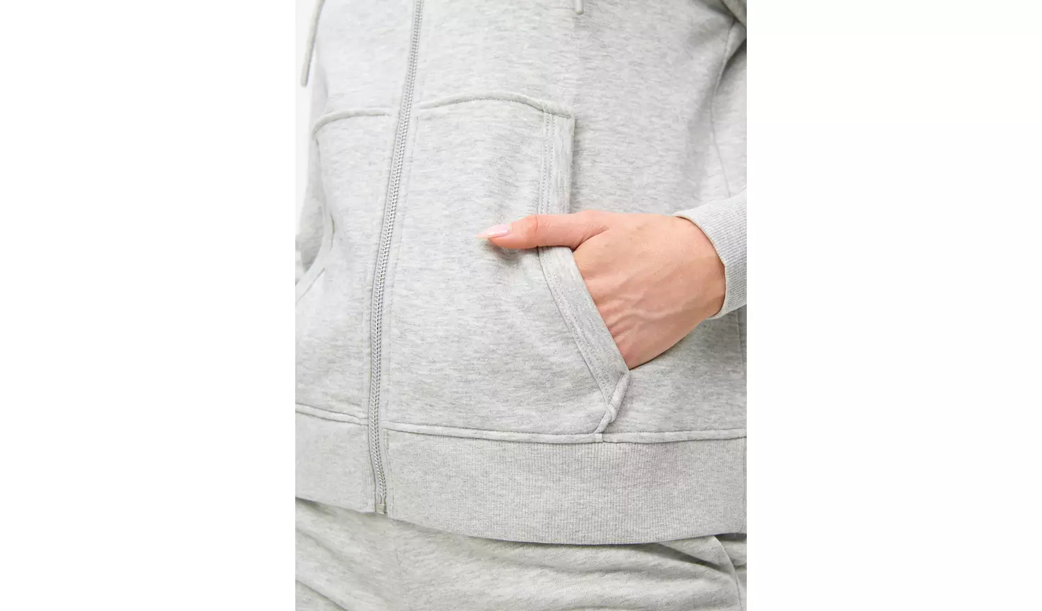 Grey Zip-Through Coord Hoodie XS
