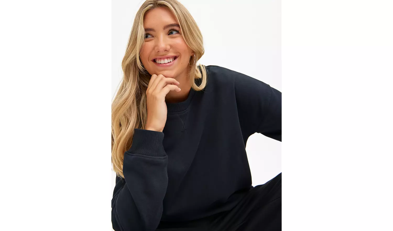 Black Relaxed Crew Neck Co-ord Sweatshirt XL