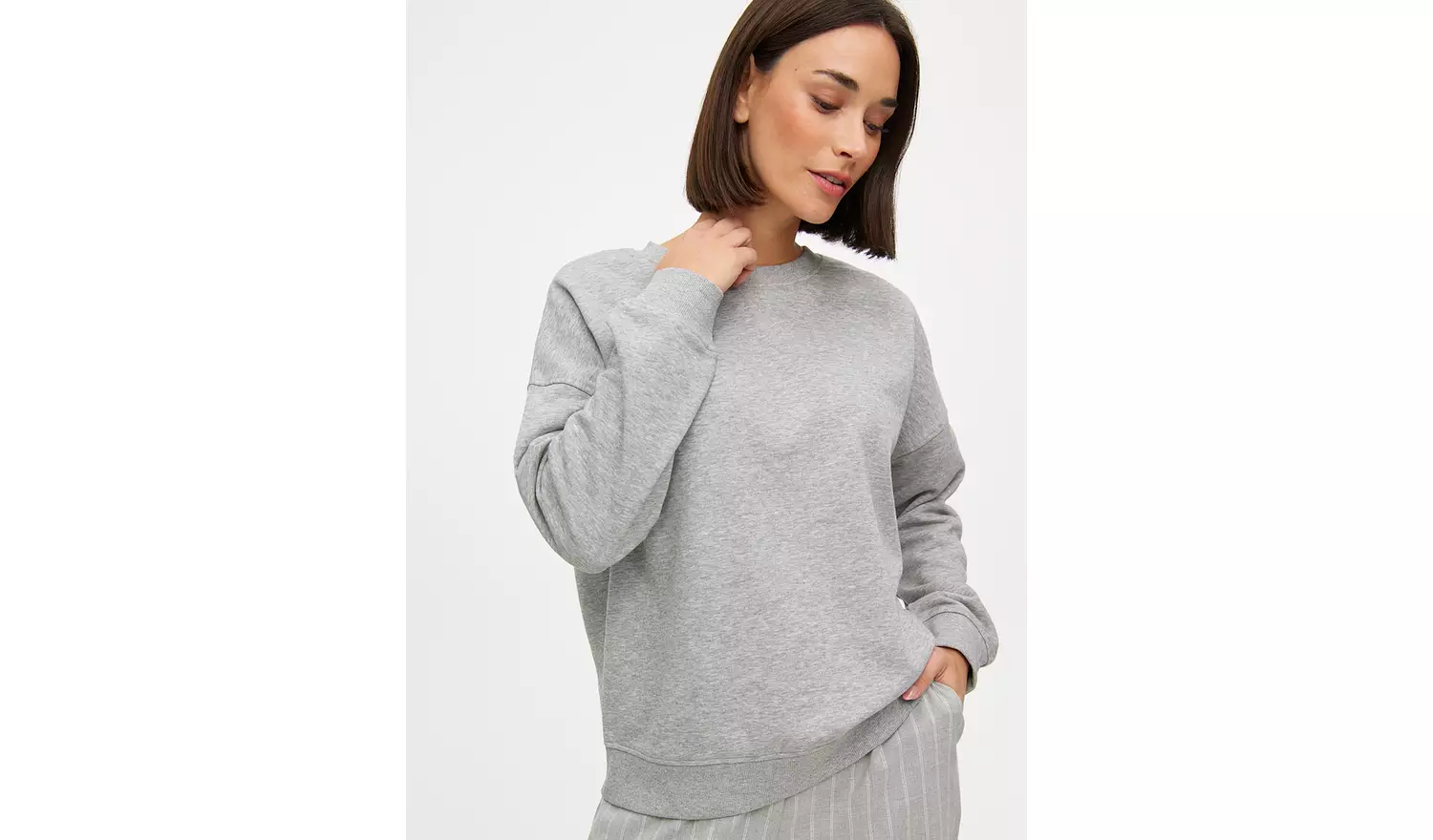 Grey Relaxed Crew Neck Co-ord Sweatshirt L