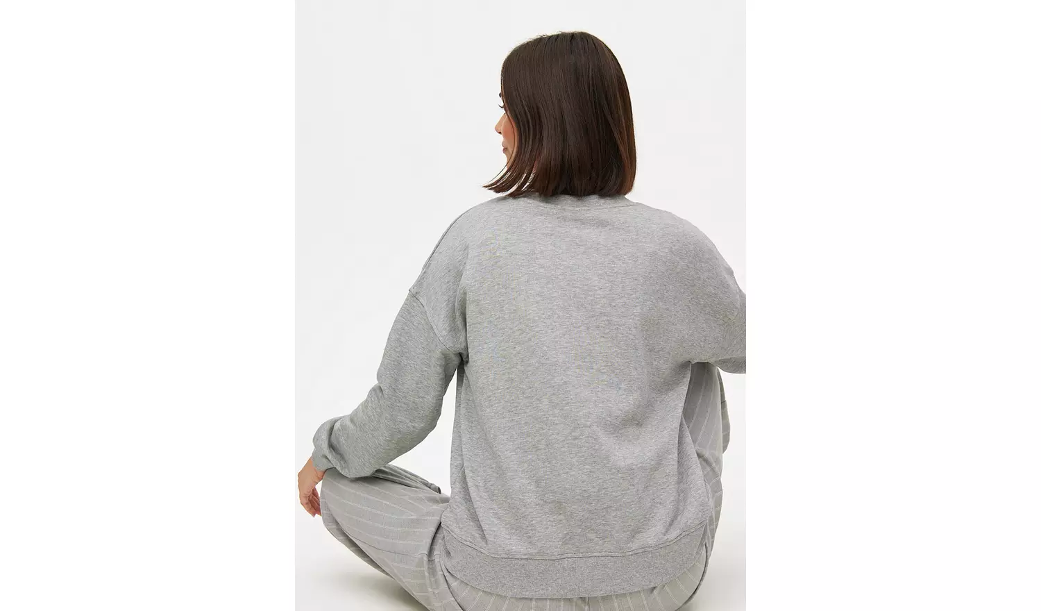 Grey Relaxed Crew Neck Co-ord Sweatshirt L