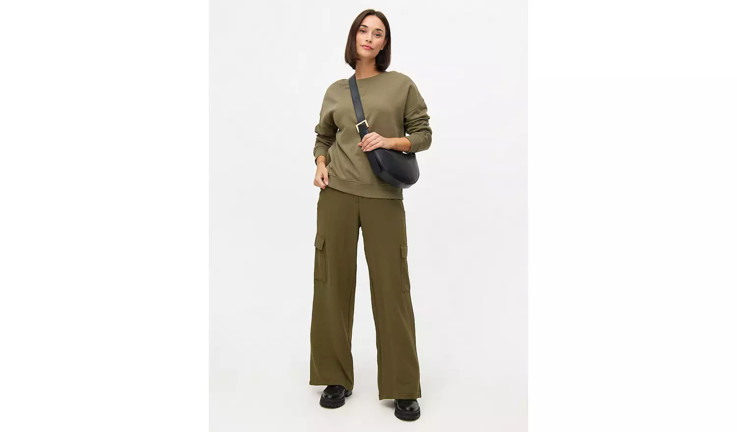 Khaki Relaxed Crew Neck Co-ord Sweatshirt L