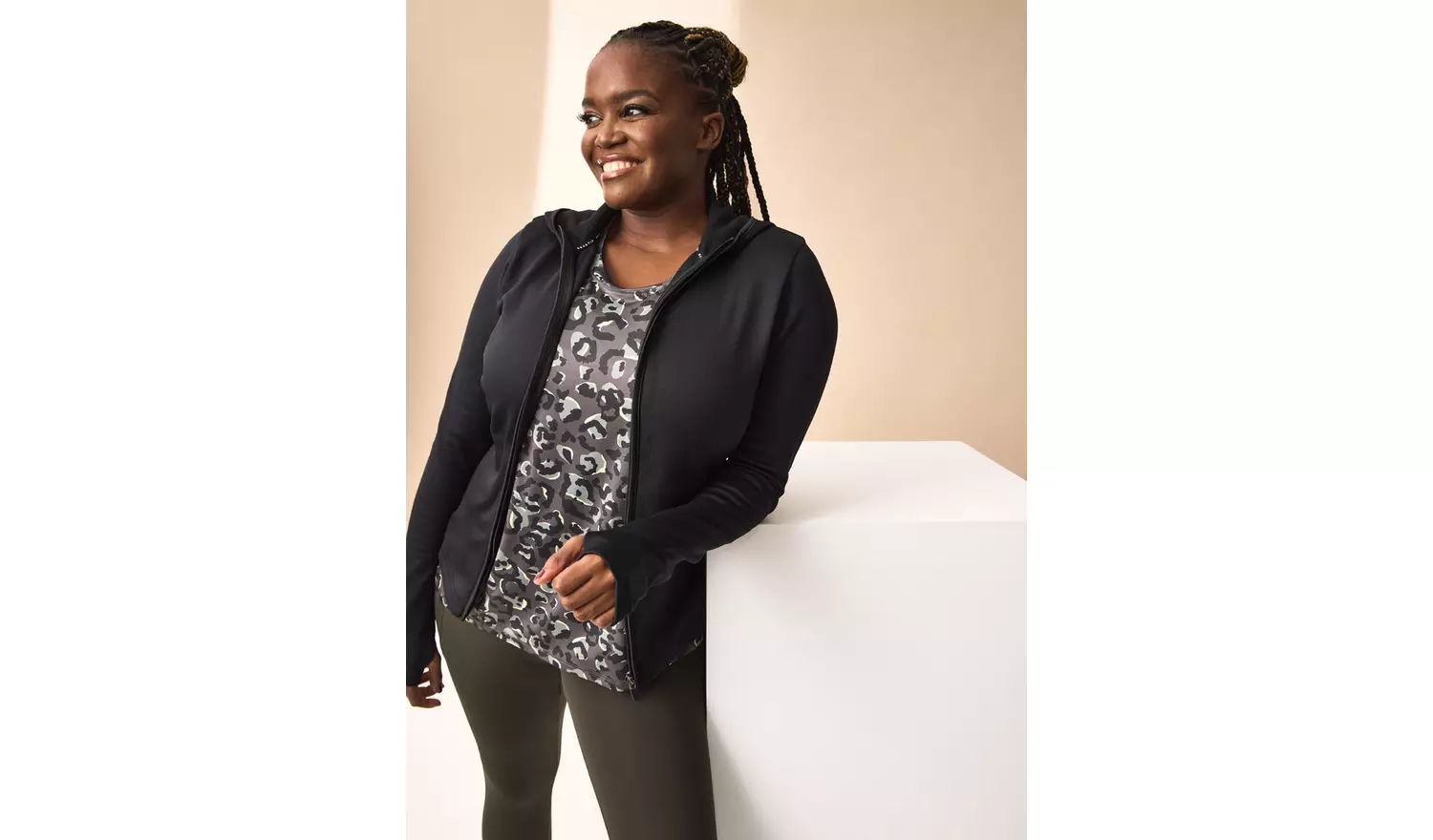 REAKTIV Black Brushed Fleece Zip-Through Hoodie XS