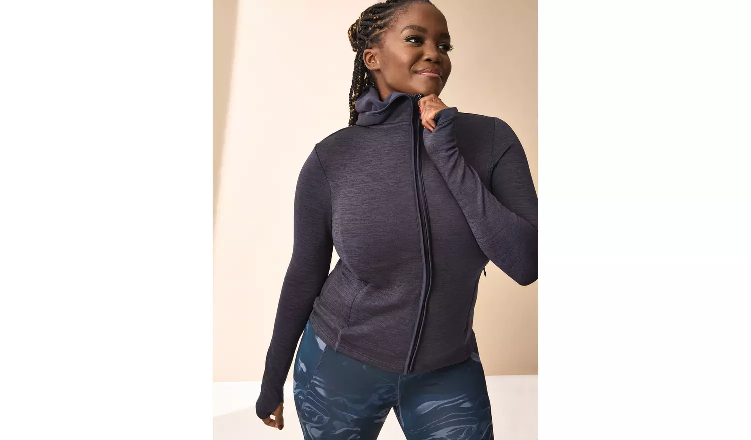 REAKTIV Navy Brushed Fleece Zip-Through Hoodie L