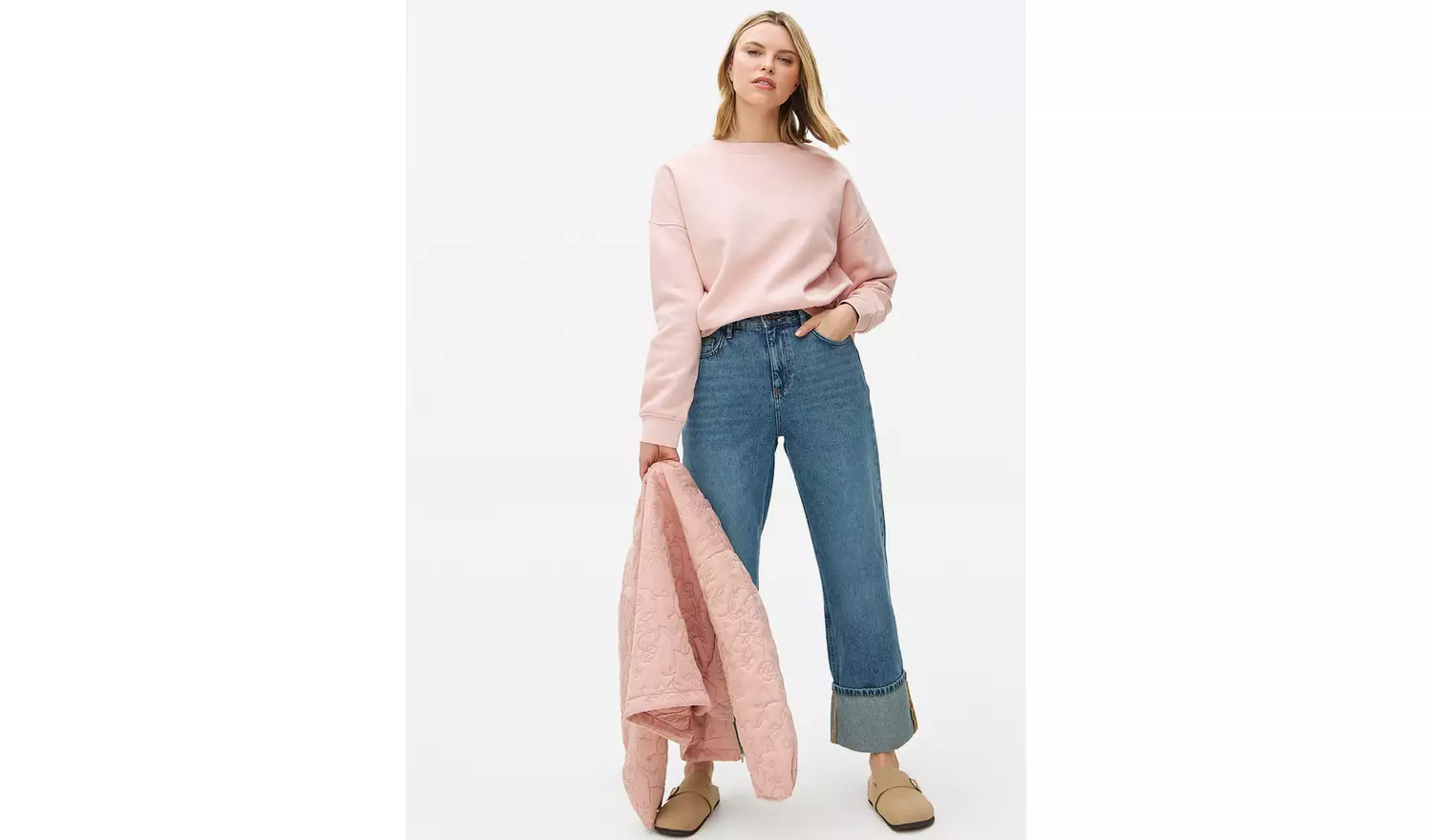 Pale Pink Relaxed Crew Neck Co-ord Sweatshirt XL