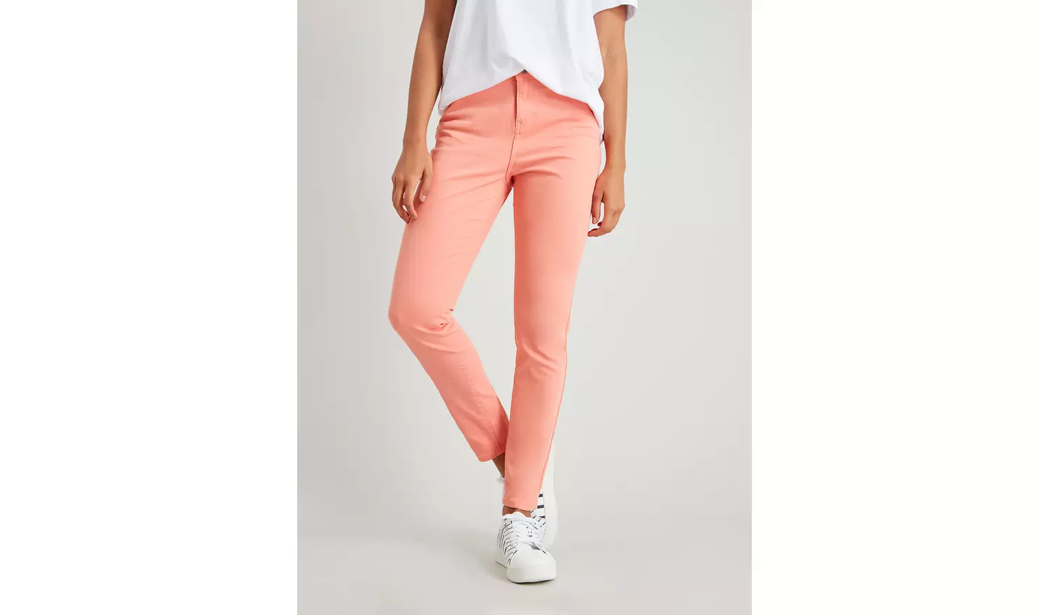 Coral Twill Skinny Jeans With Stretch - 22R