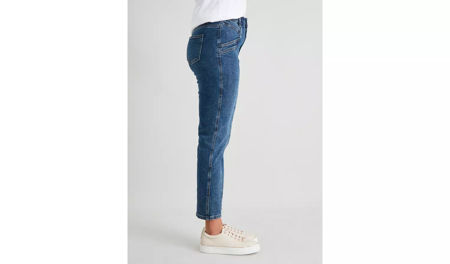 Dark Denim Straight Leg Panel Jeans With Stretch - 10