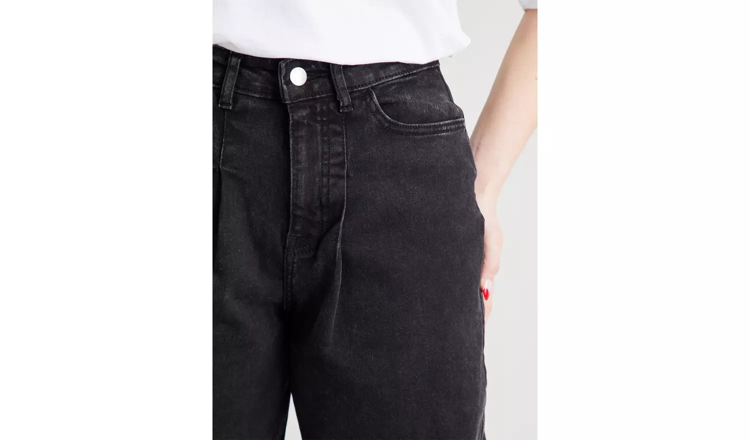 PETITE Black Acid Wash Balloon Jeans - 12