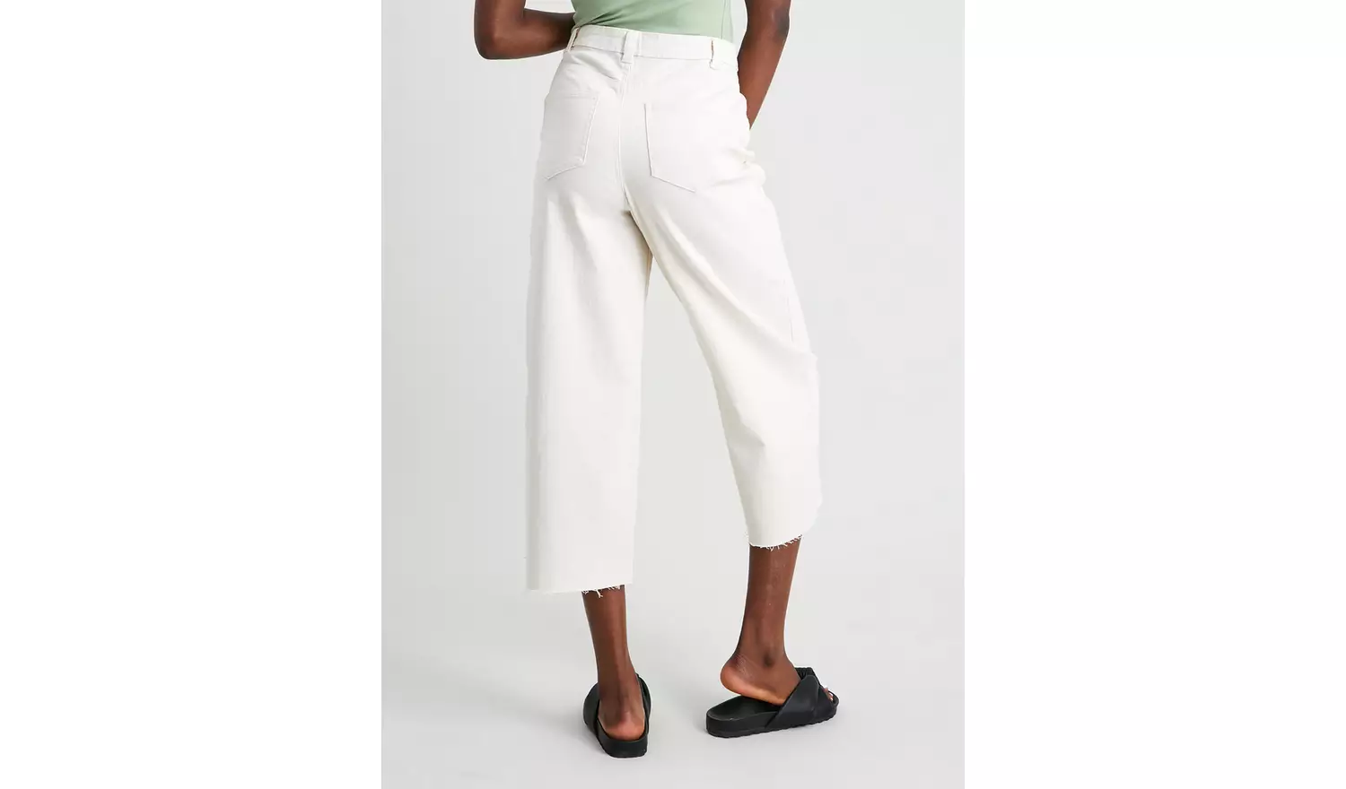 Ecru Wide Leg Crop Jeans - 16R