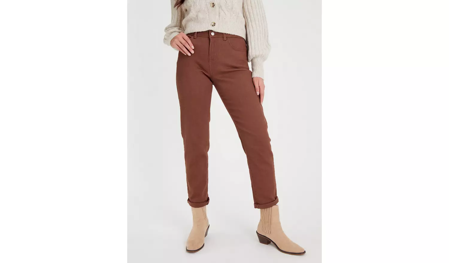 Taupe Denim Girlfriend Jeans 10