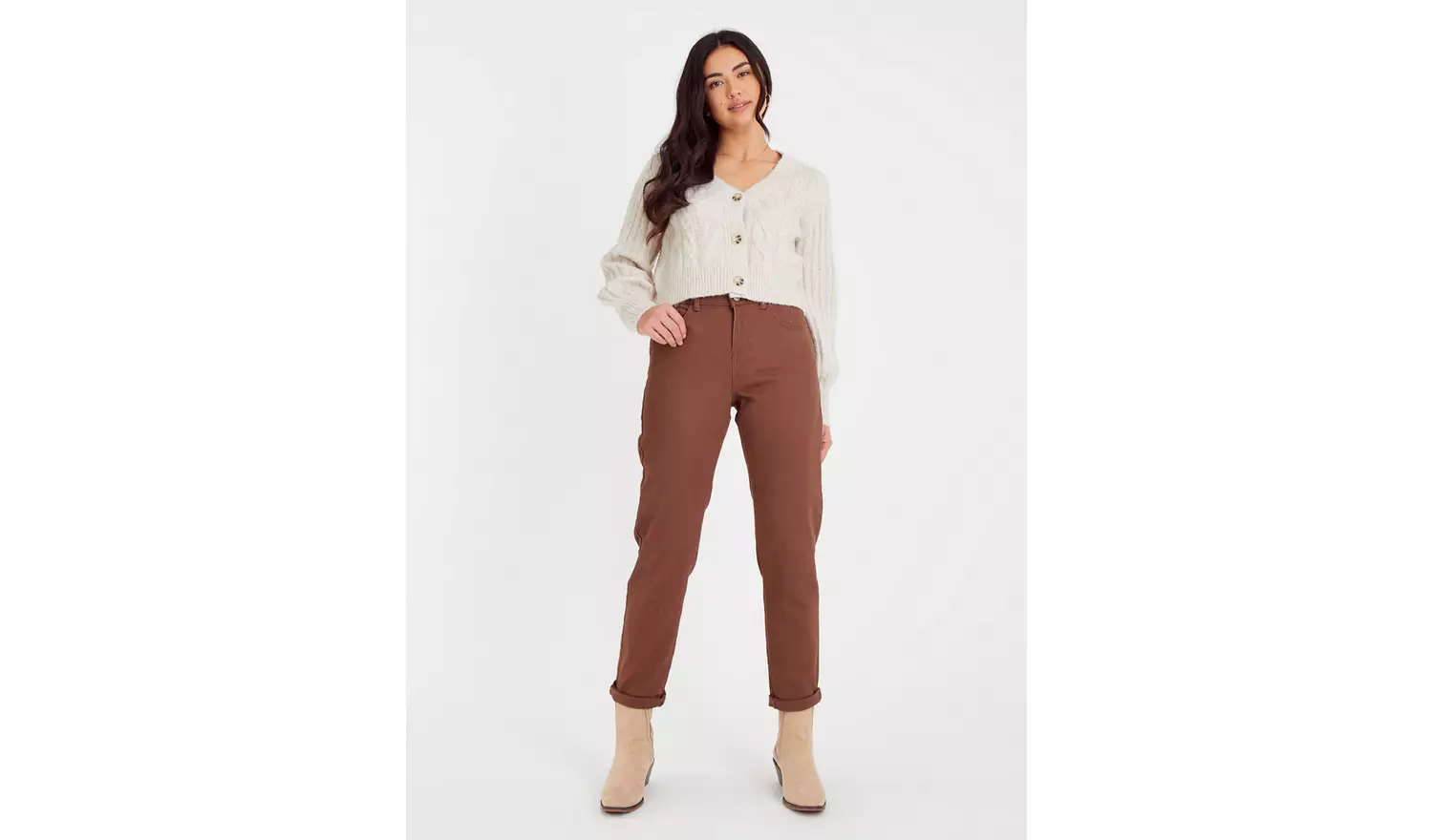 Taupe Denim Girlfriend Jeans 12