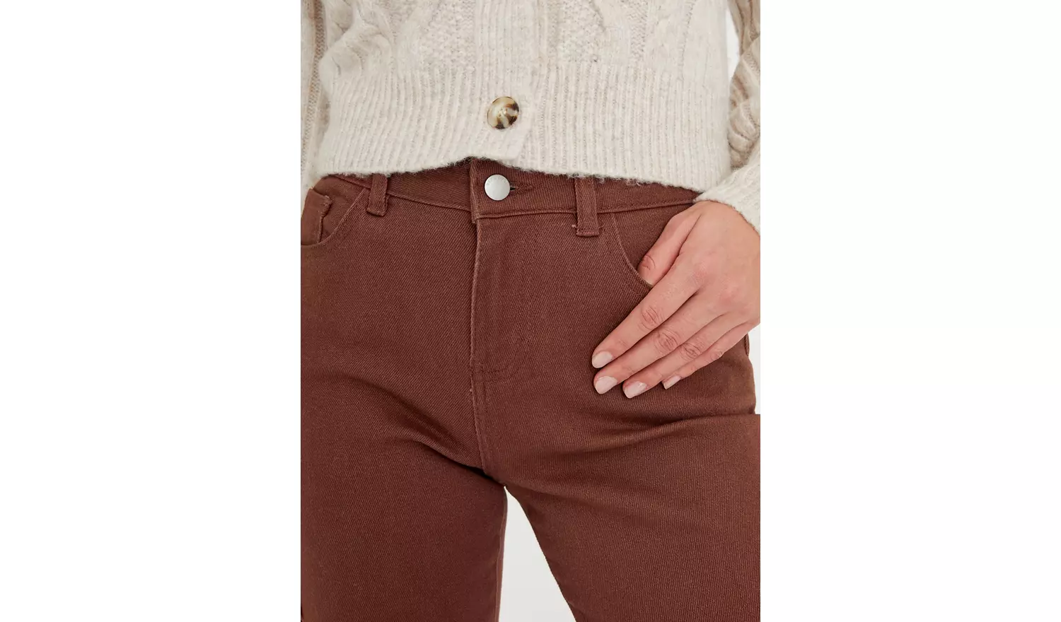 Taupe Denim Girlfriend Jeans 12