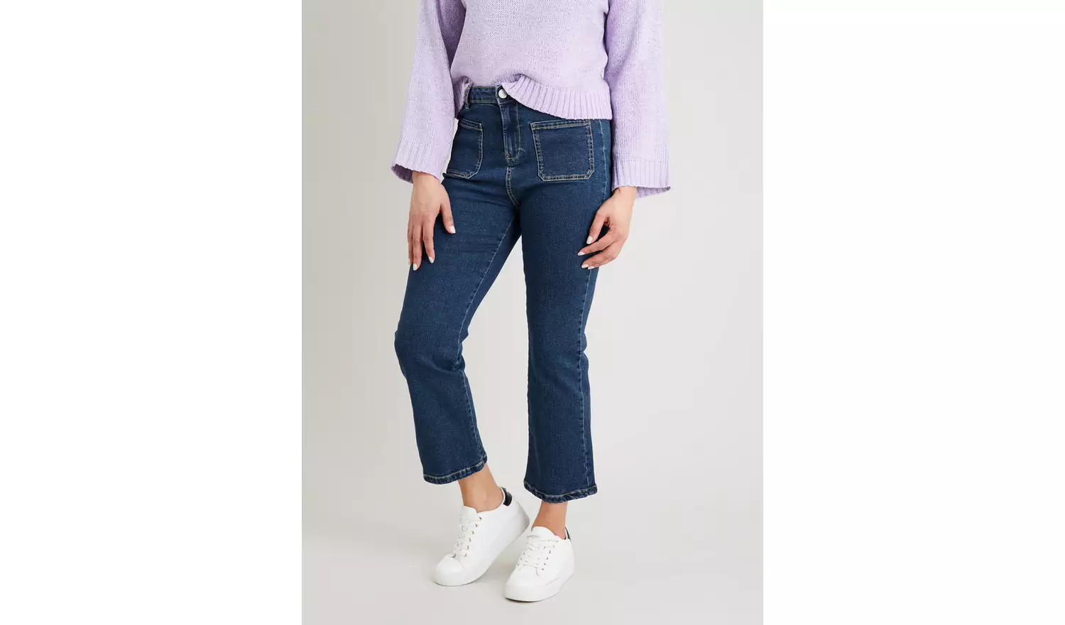 Denim Retro Cropped Kickflare Jeans - 8S