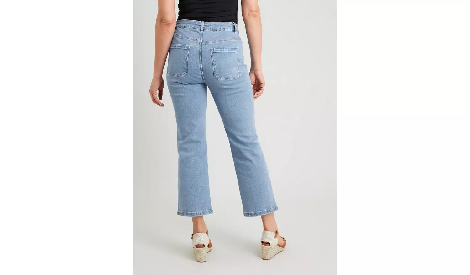 Light Denim Retro Cropped Kickflare Jeans - 14R