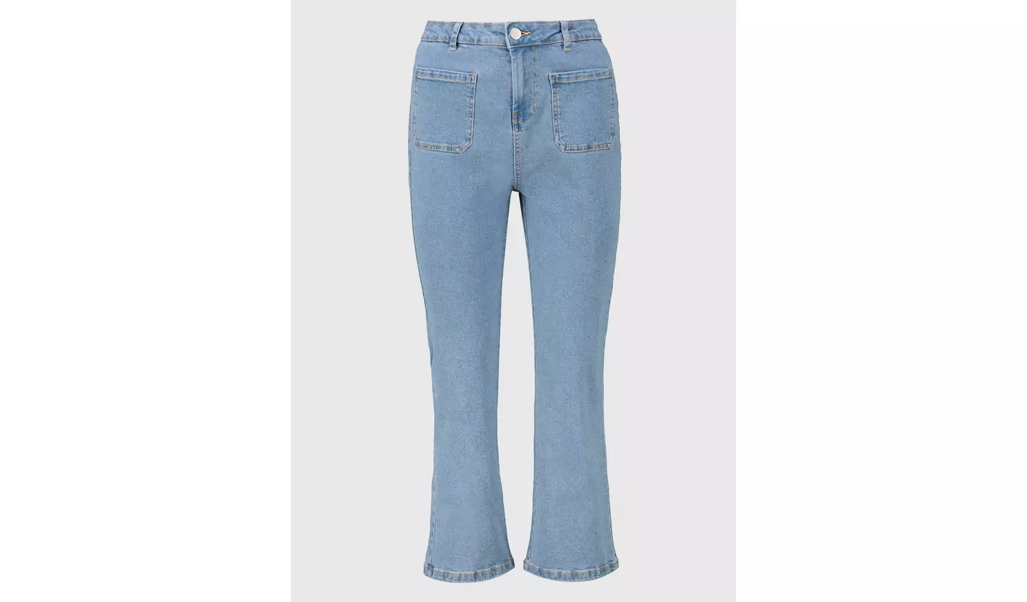 Light Denim Retro Cropped Kickflare Jeans - 24S