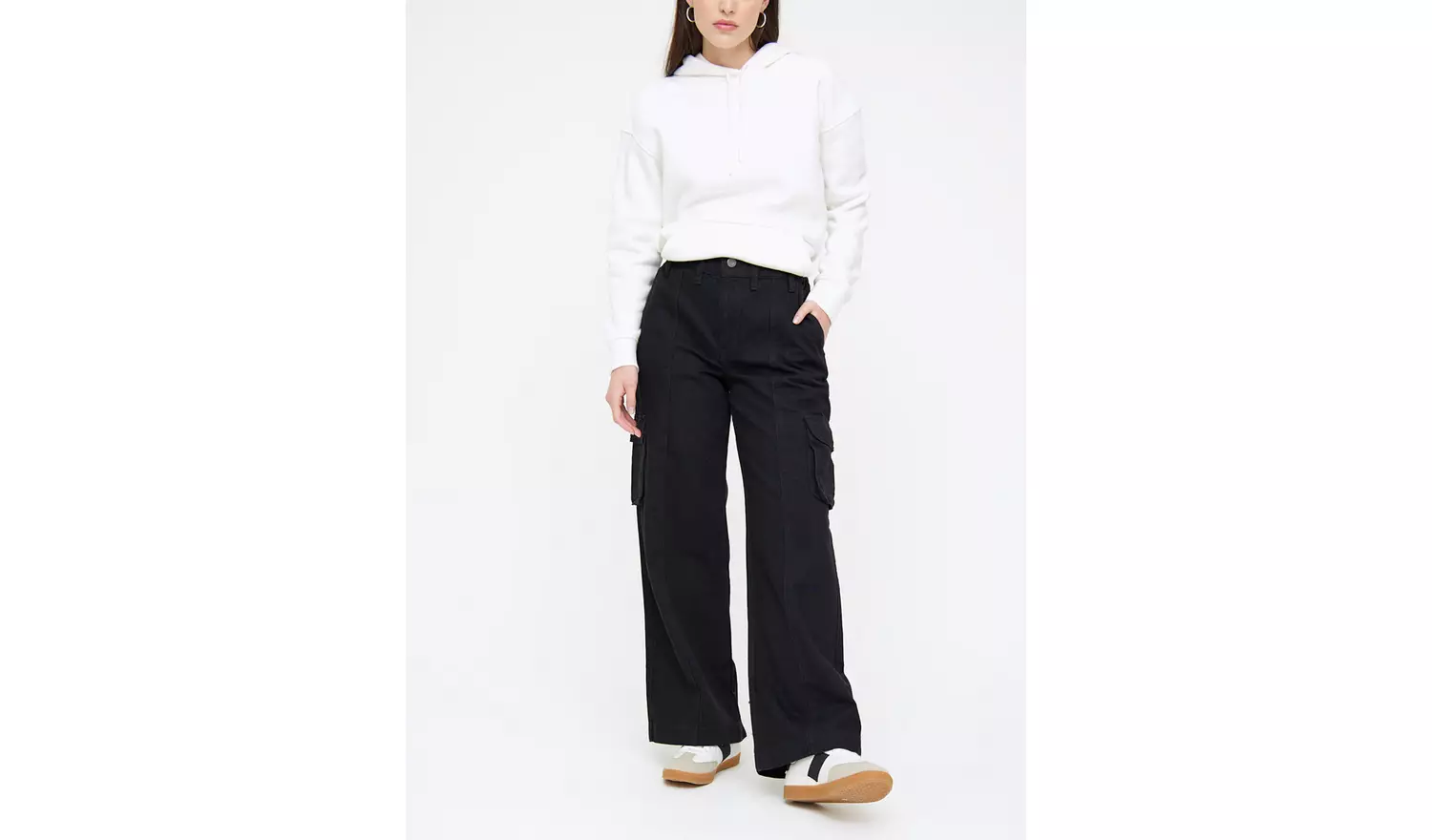Black Wide Leg Utility Jeans 8S