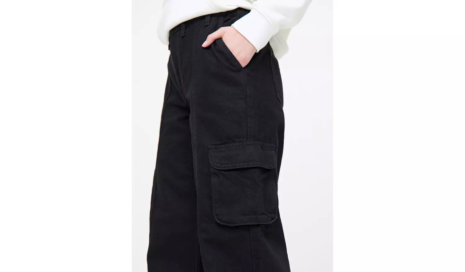 Black Wide Leg Utility Jeans 12R