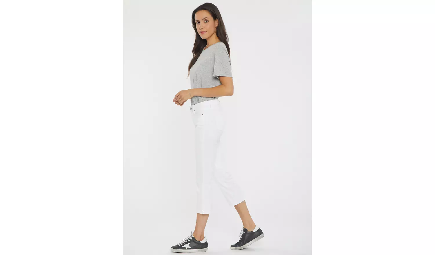 NYDJ Chloe Capri Jeans With Side Slits White 8