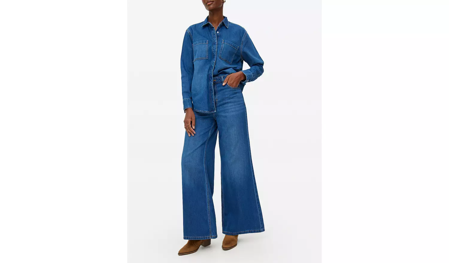 Dark Rinse Flared Palazzo Denim Jeans 12S