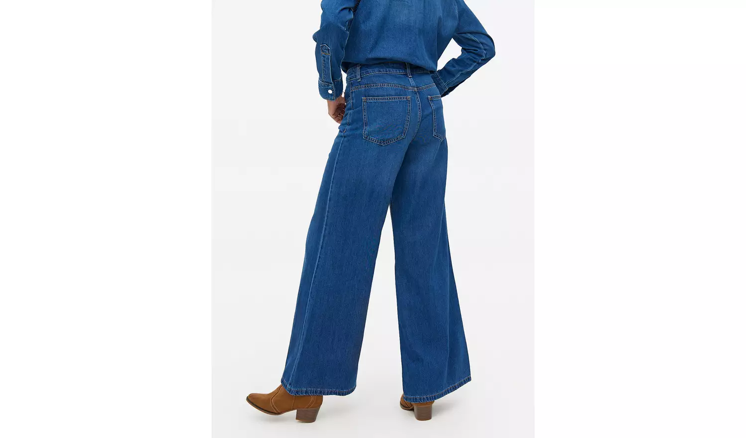 Dark Rinse Flared Palazzo Denim Jeans 14R