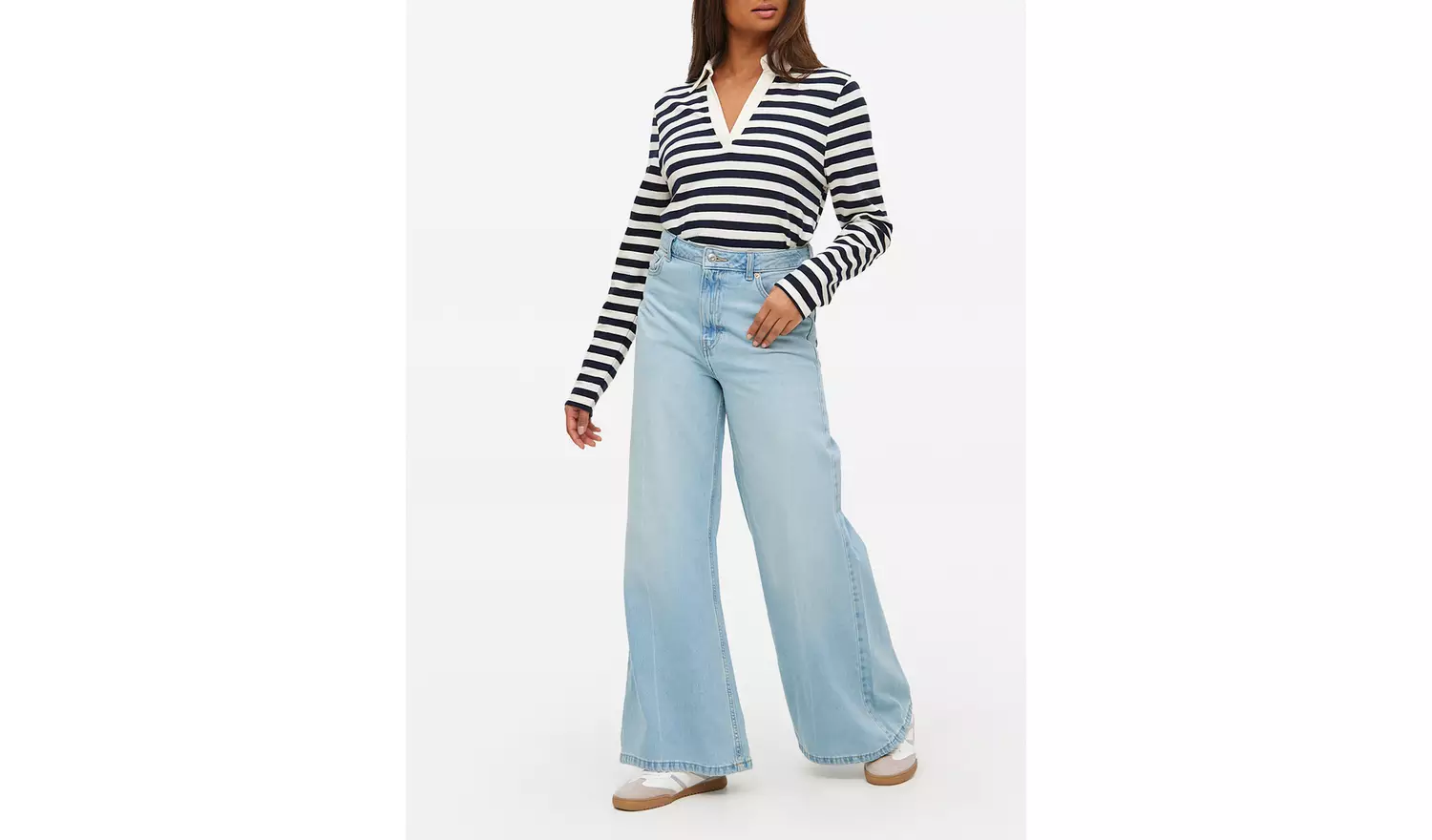 Light Rinse Flared Palazzo Denim Jeans 8R