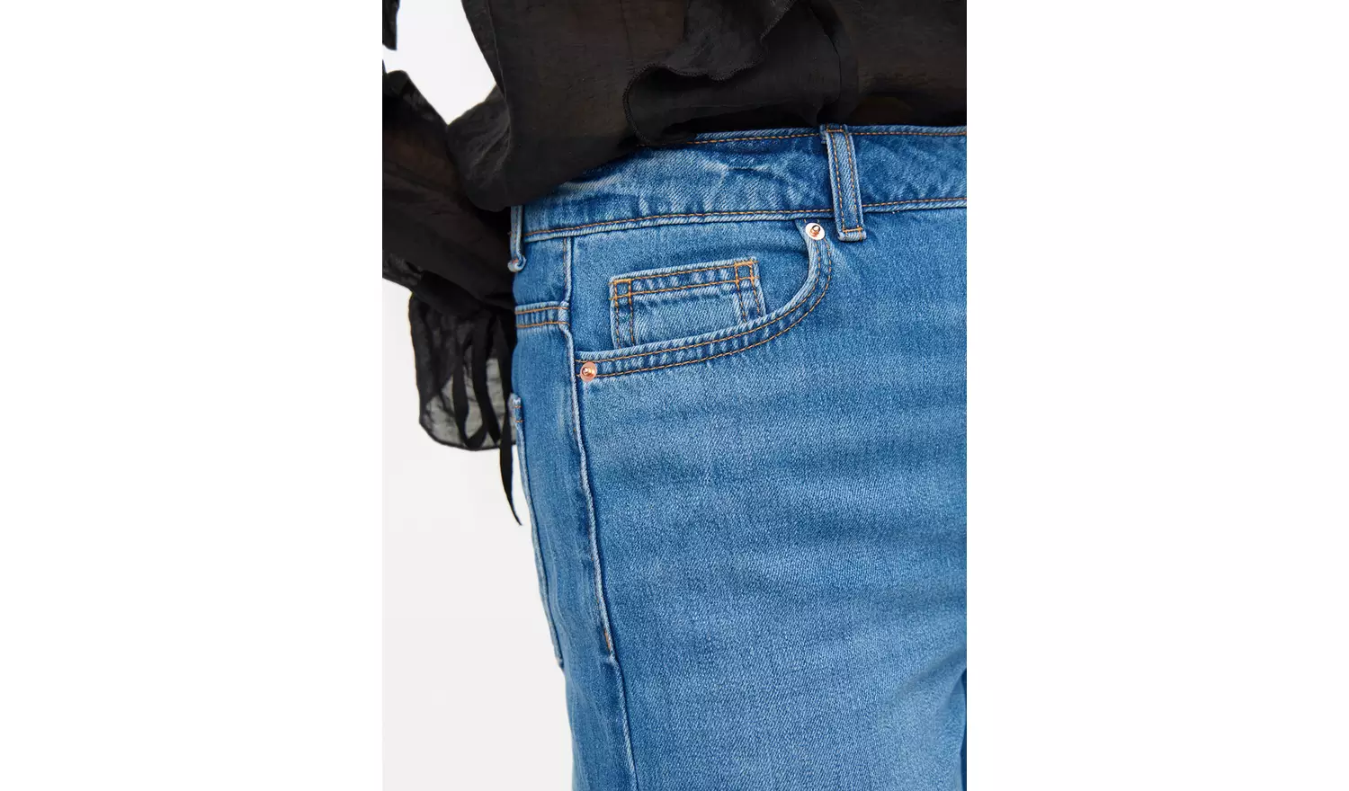 Mid Rinse Flared Palazzo Denim Jeans 14S