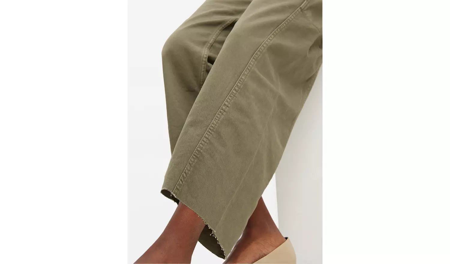 Khaki Relaxed Denim Barrel Leg Jeans 10S