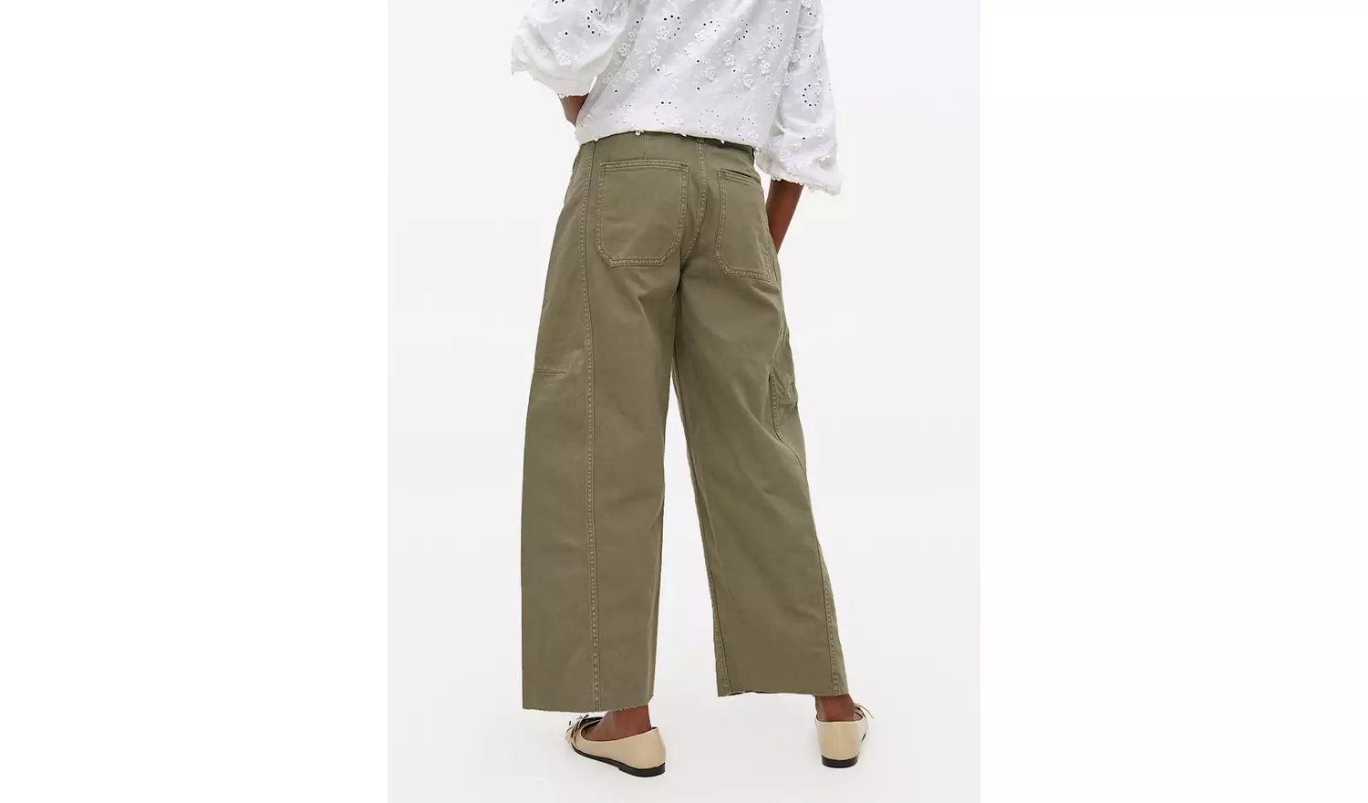 Khaki Relaxed Denim Barrel Leg Jeans 20R