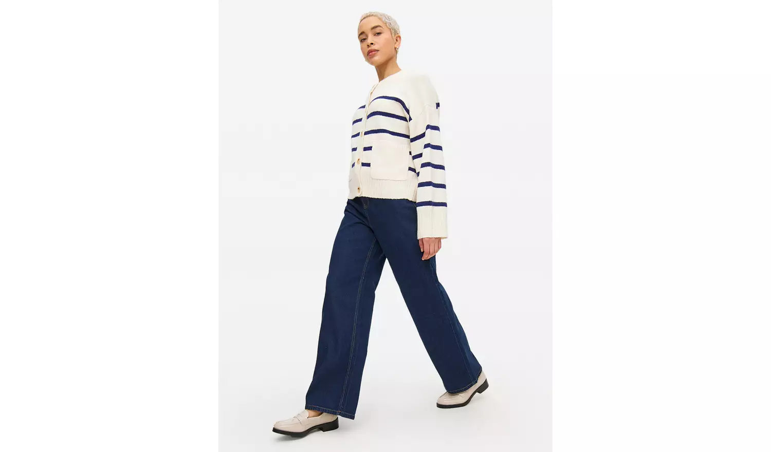 Indigo Rinse Denim Wide Leg Jeans 20S