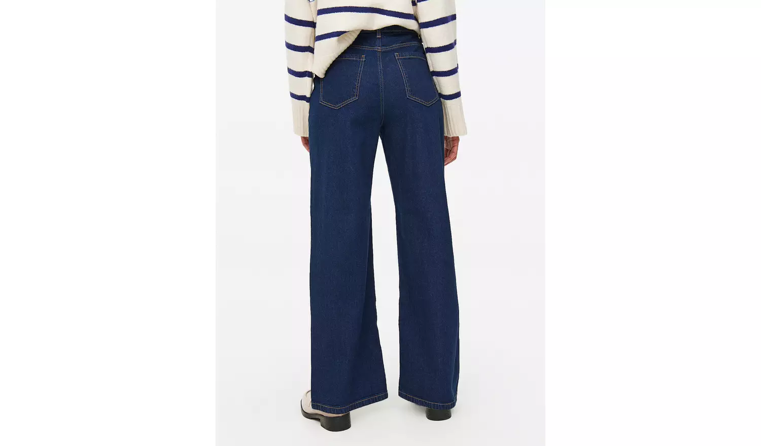 Indigo Rinse Denim Wide Leg Jeans 12L