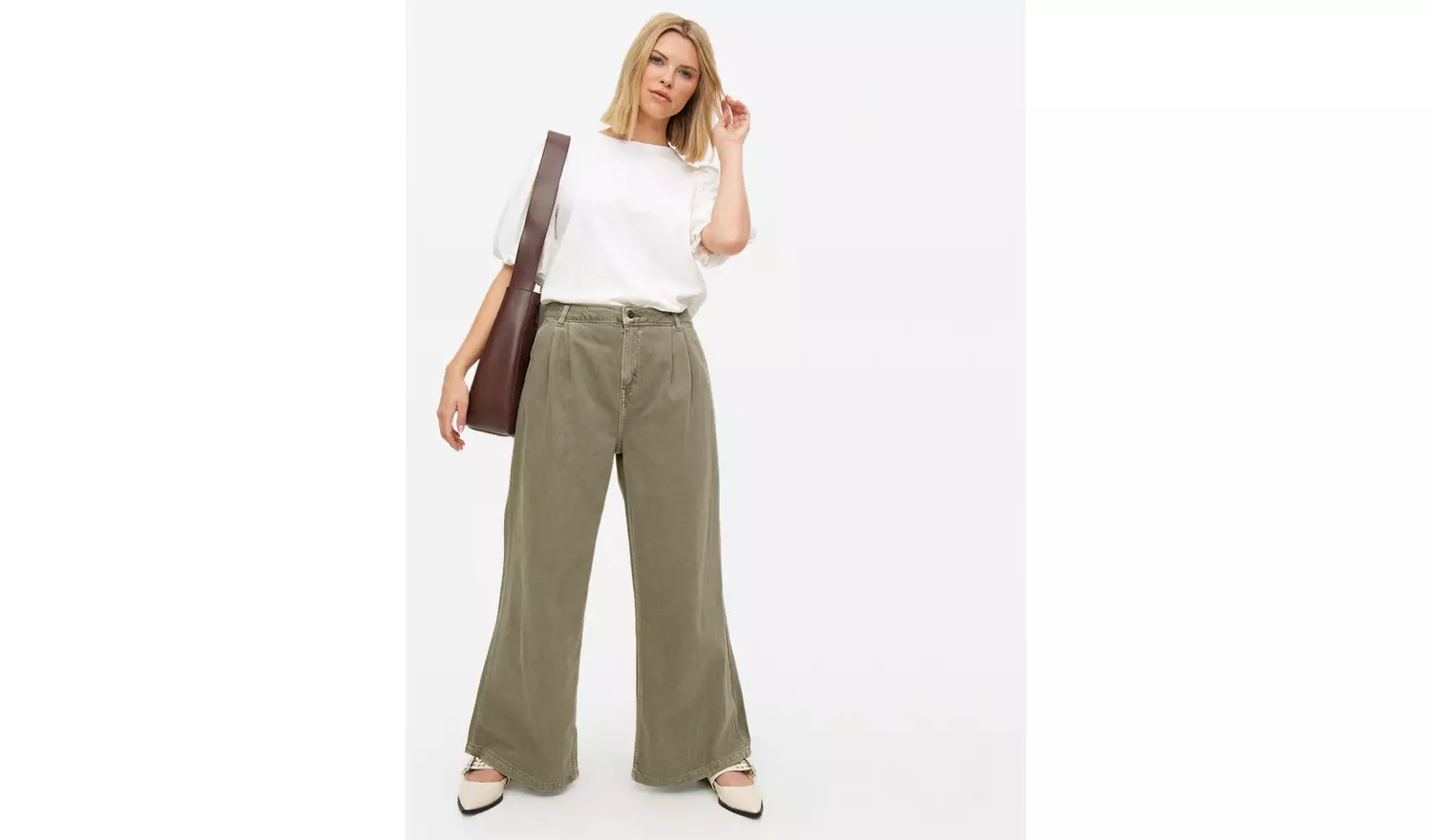 Khaki Denim Ultra Wide Leg Jeans 20L