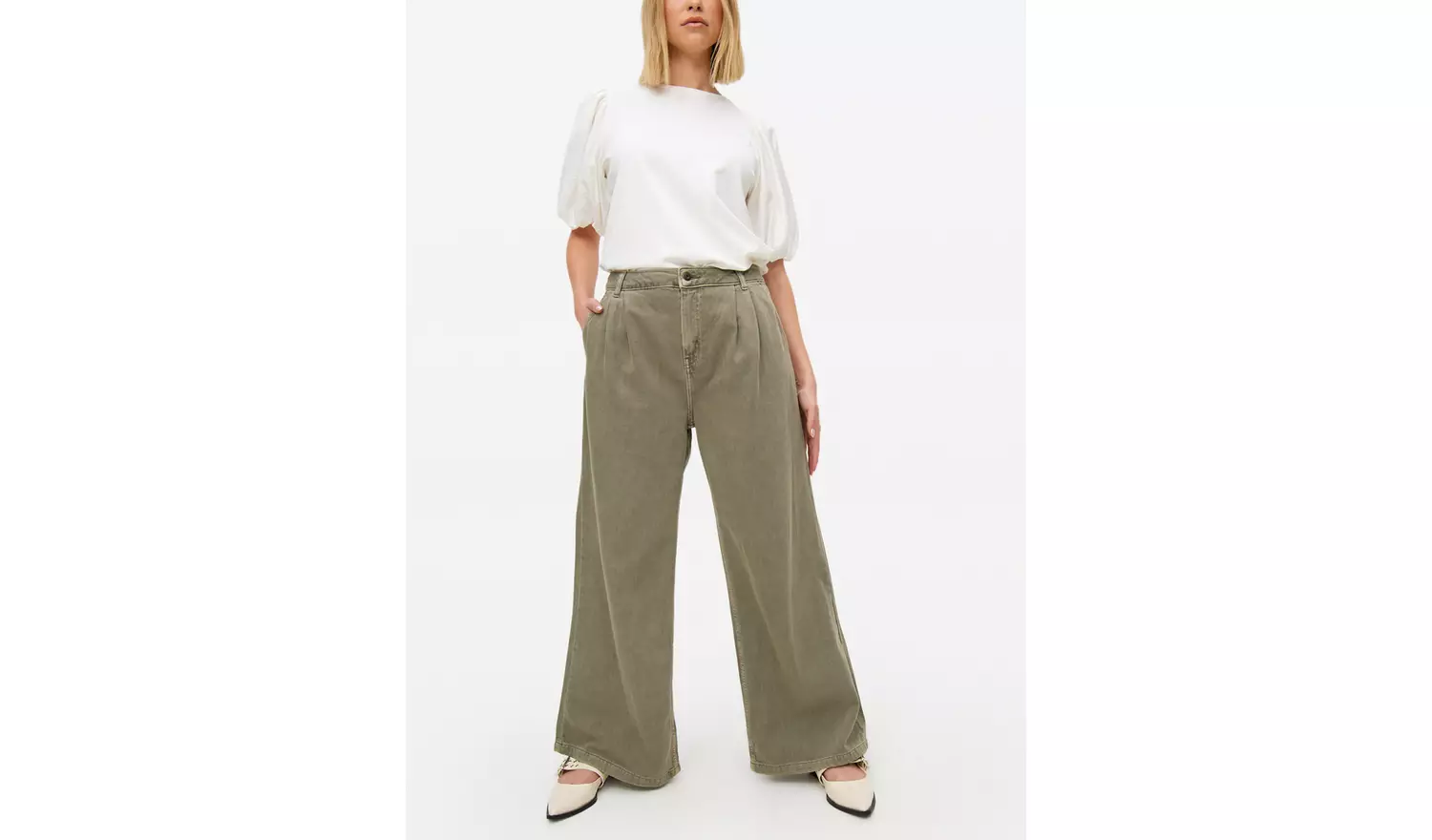 Khaki Denim Ultra Wide Leg Jeans 20L