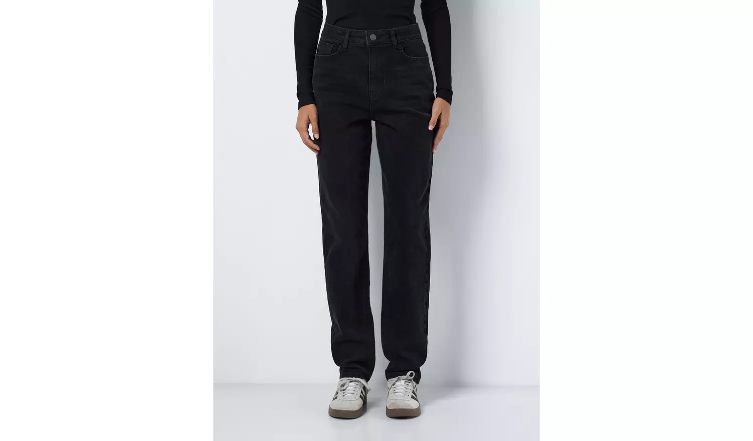 NOISY MAY High Waisted Straight Mom Jeans Black 26S