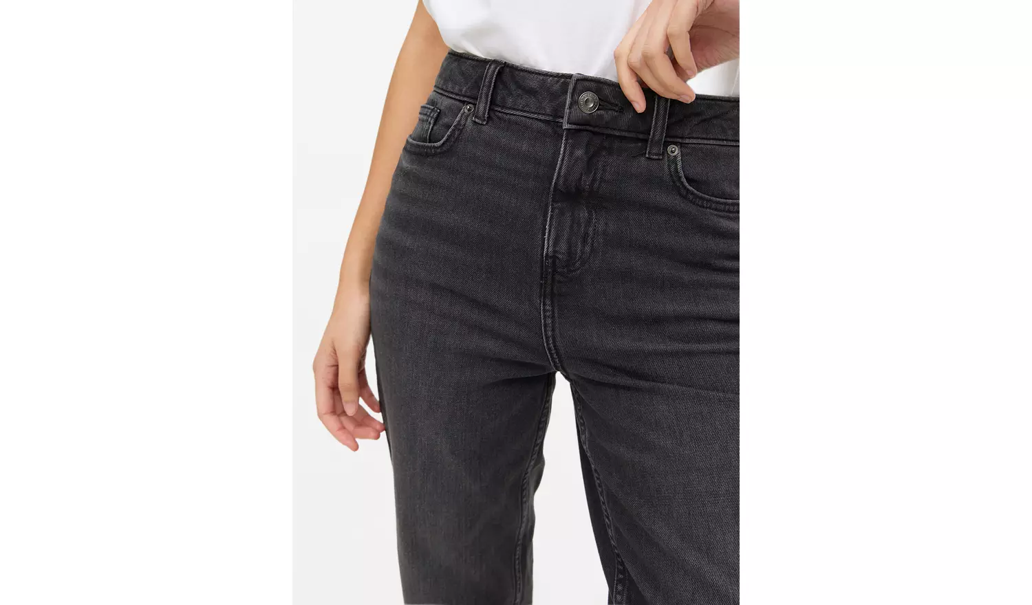 Washed Black Denim Relaxed Straight Jeans 10L