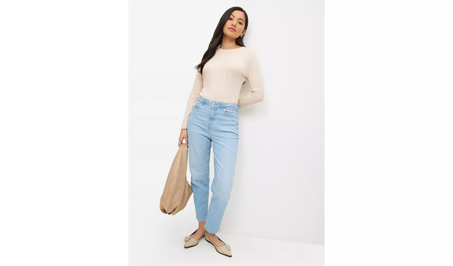 Bleach Washed Denim Relaxed Straight Jeans 18R