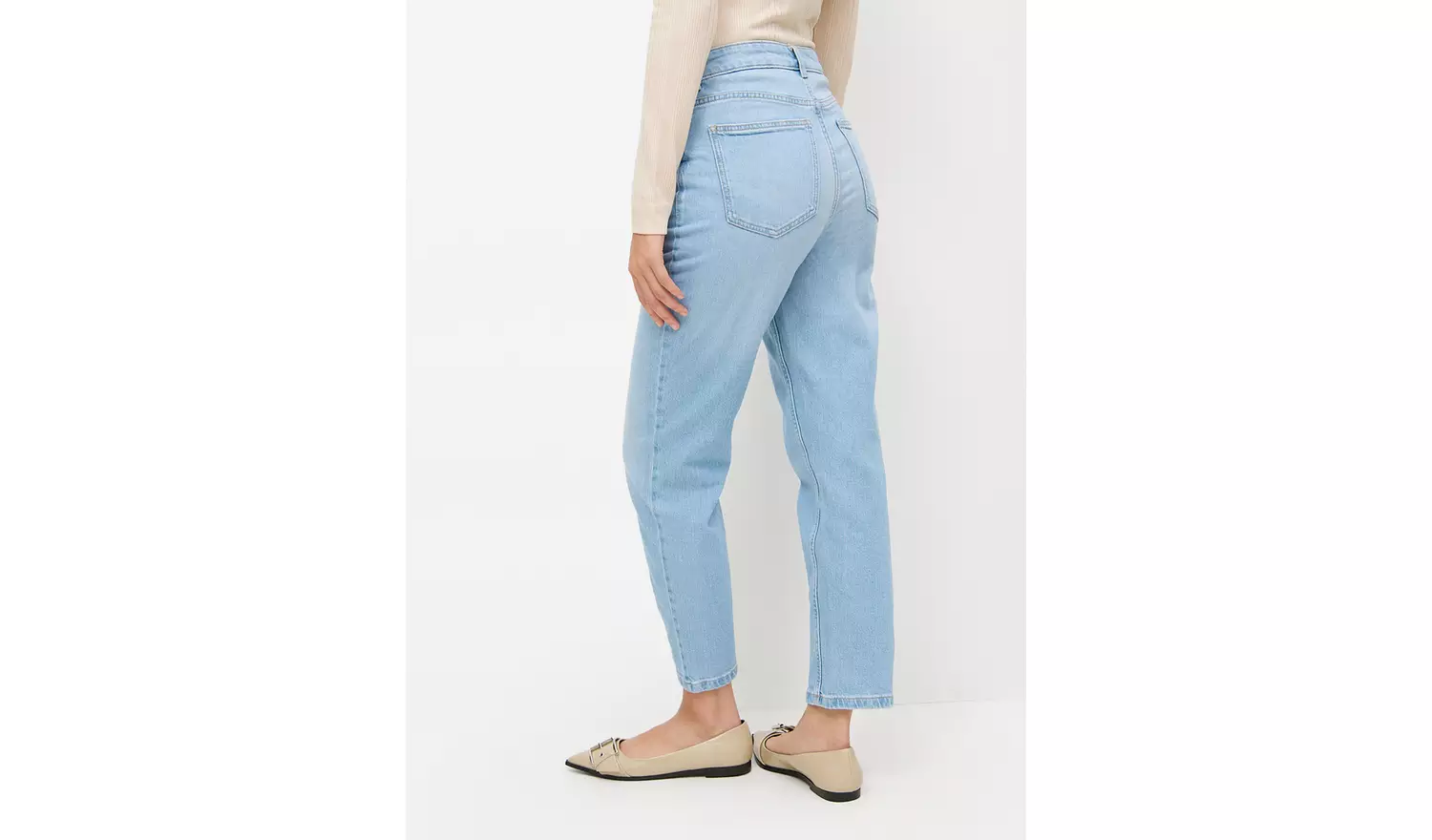 Bleach Washed Denim Relaxed Straight Jeans 16L