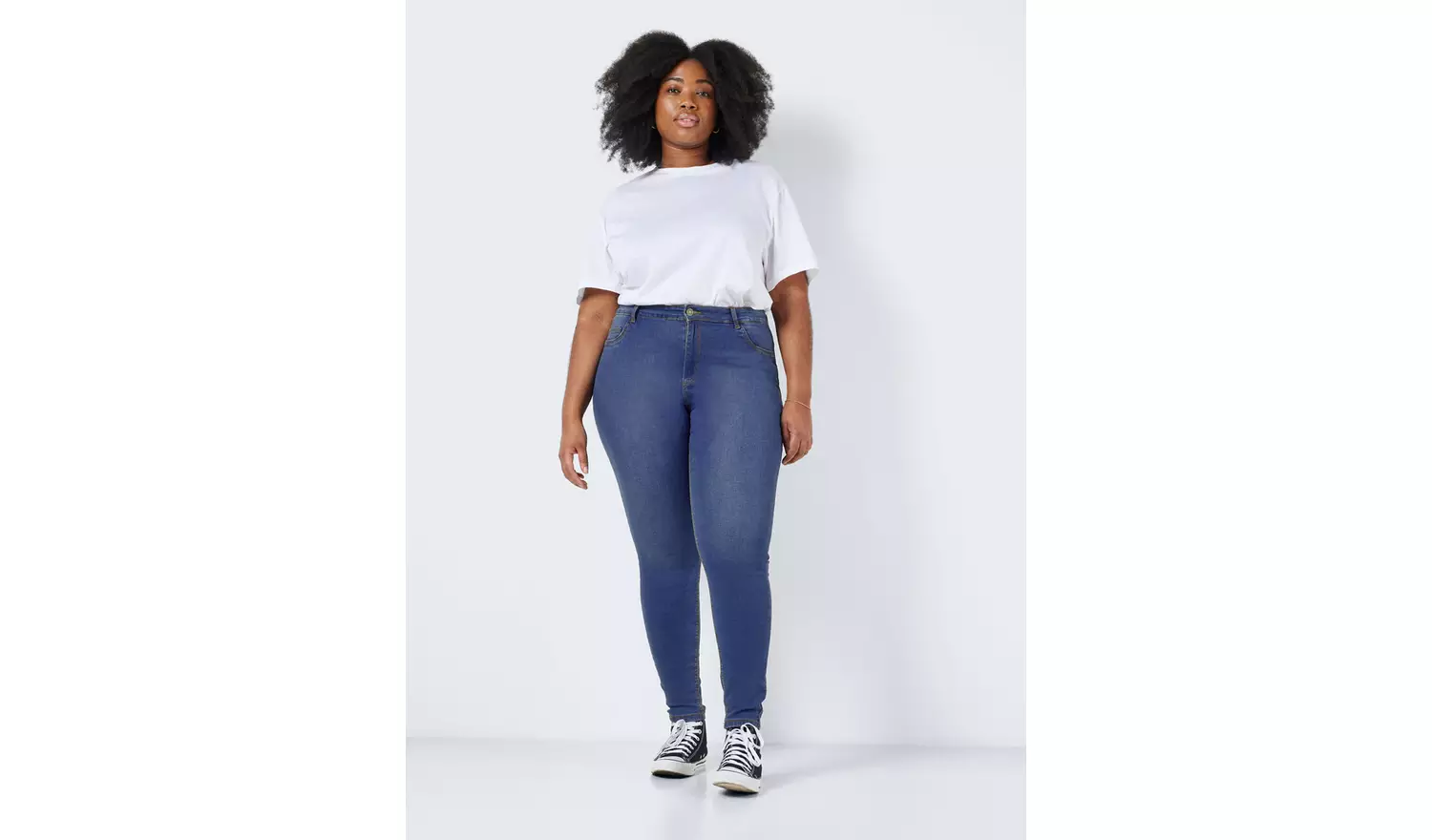 NOISY MAY Curve High Waisted Skinny Jeans Blue 18R