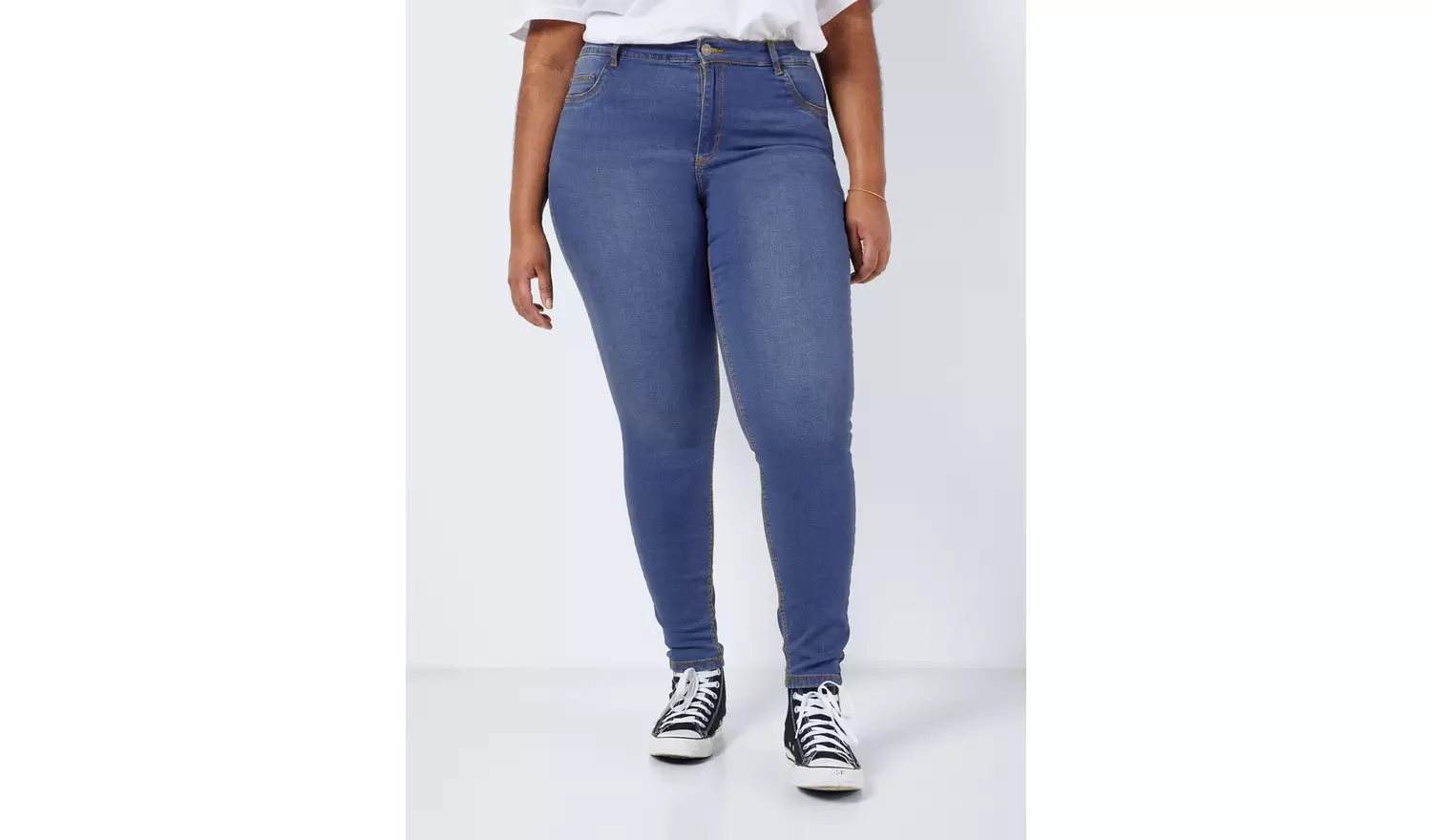 NOISY MAY Curve High Waisted Skinny Jeans Blue 20S